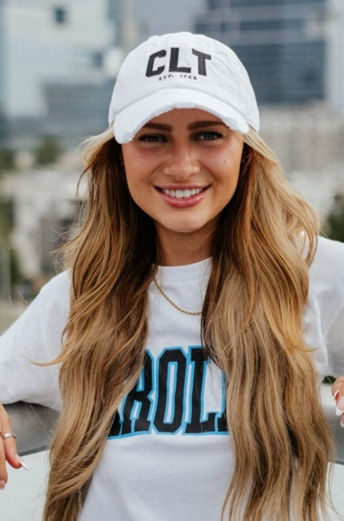 CLT Distressed White Hat - Girl Tribe Co.
