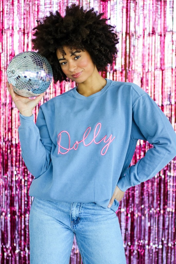 Dolly Stitch Sweatshirt in Blue Jean - Girl Tribe Co.