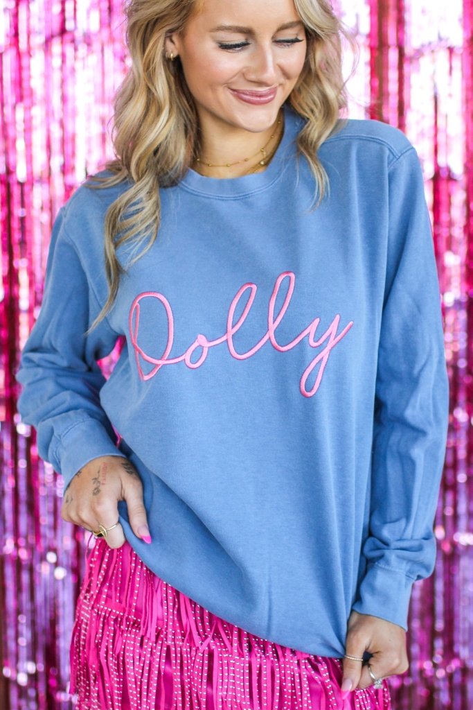 Dolly Stitch Sweatshirt in Blue Jean - Girl Tribe Co.