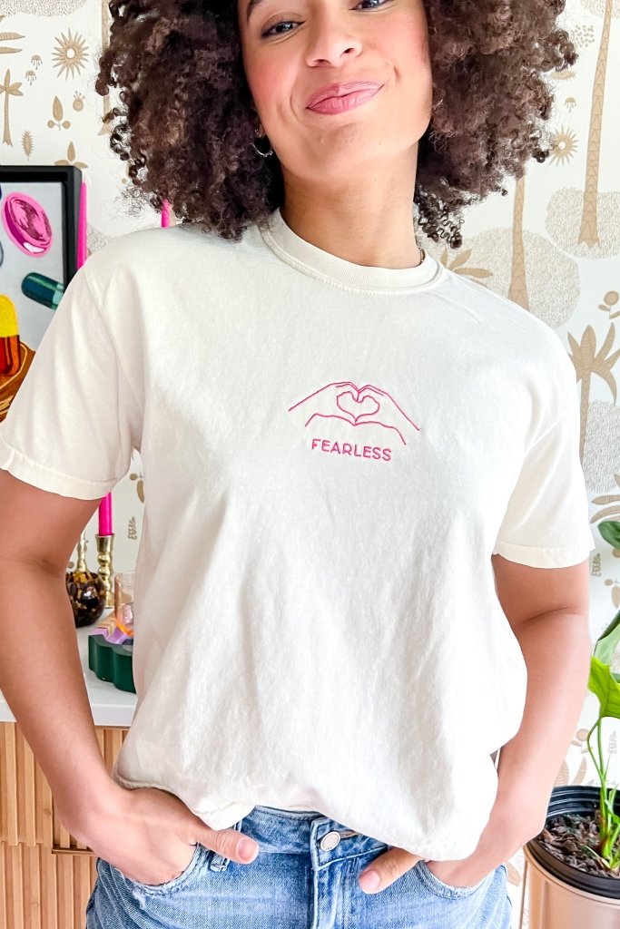 Fearless Embroidered Cropped Tee - Girl Tribe Co.