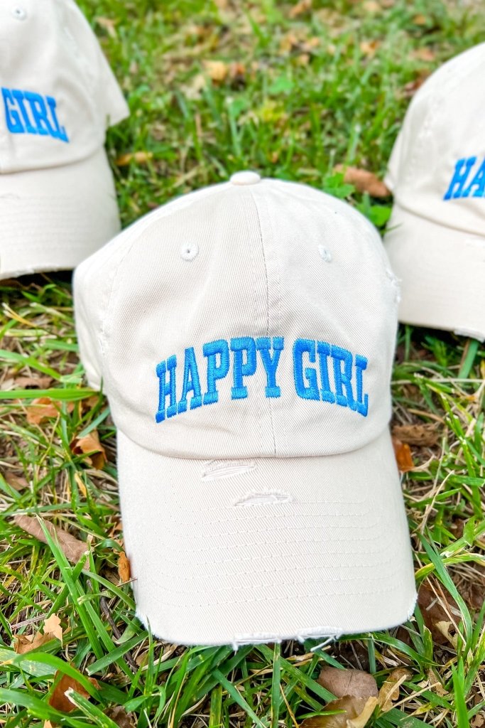 Happy Girl Embroidered Hat - Girl Tribe Co.