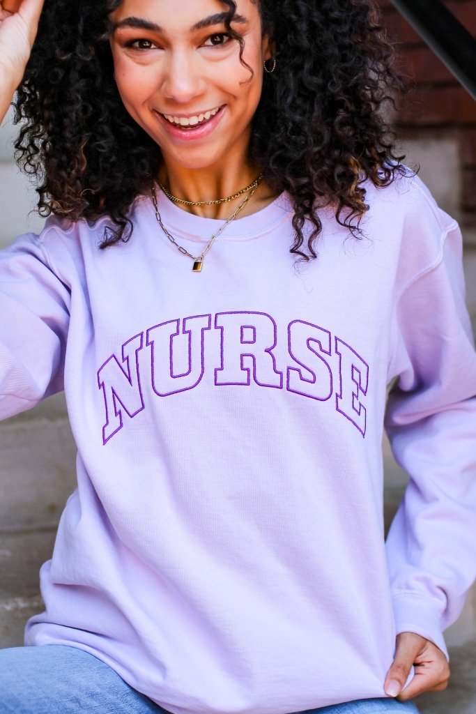 Nurse Embroidery Sweatshirt - Girl Tribe Co.