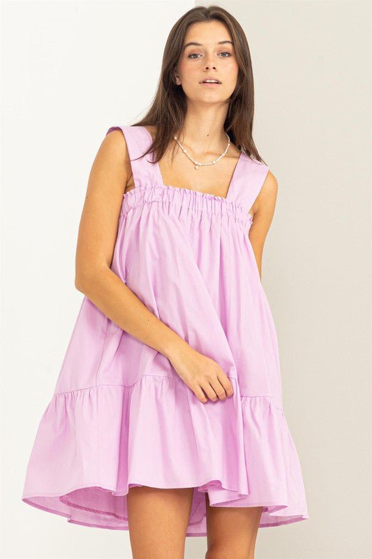 The Abby Square Neck Mini Dress in Lavender - Girl Tribe Co.