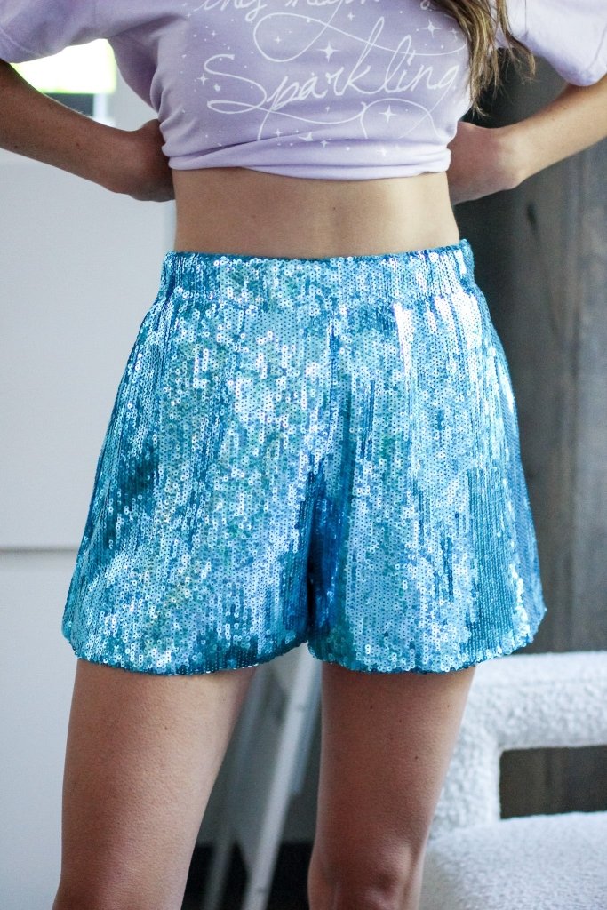 The Lover Sequin Short in Blue - Girl Tribe Co.