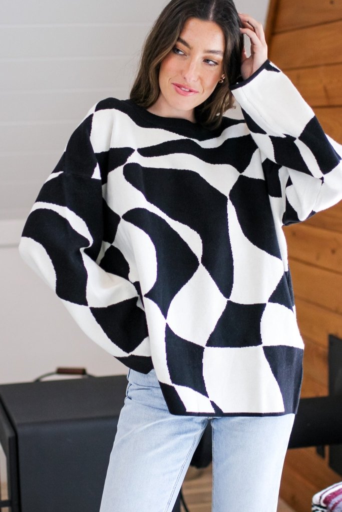The Luna Abstract Print Sweater - Girl Tribe Co.
