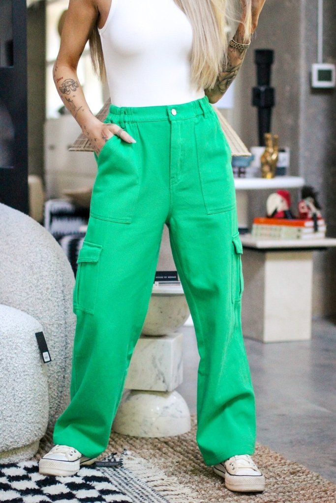 The Nikki Cargo Pants in Kelly Green - Girl Tribe Co.