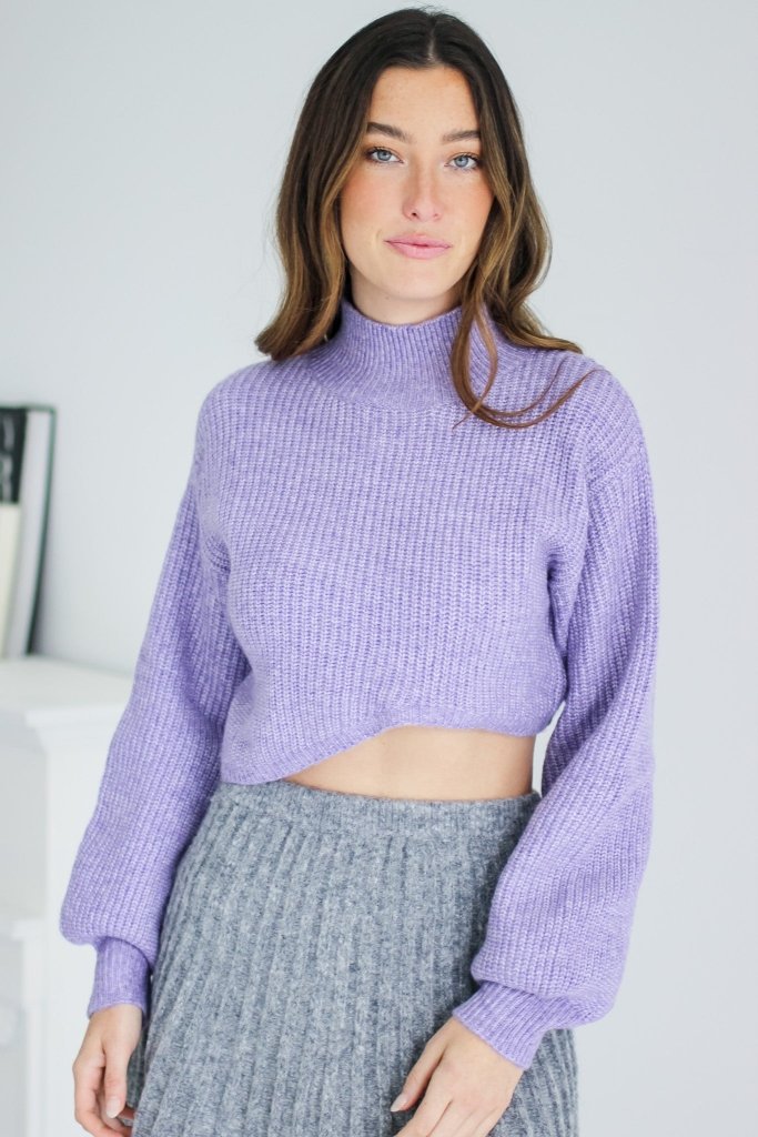 The Palmer Asymmetrical Sweater in Purple - Girl Tribe Co.