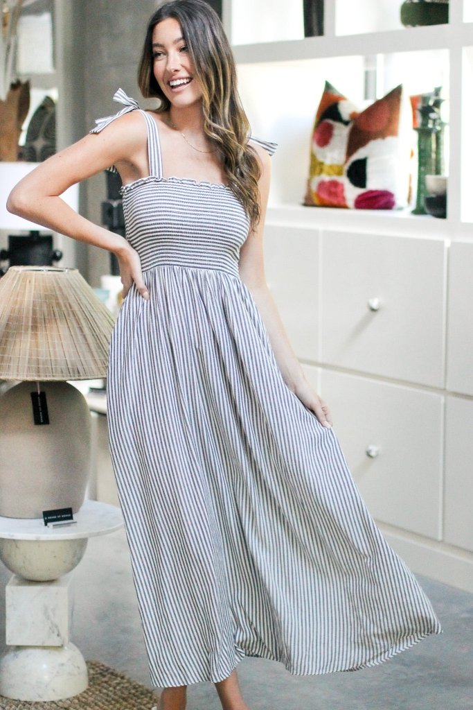 The Scout Black and White Striped Maxi Dress - Girl Tribe Co.