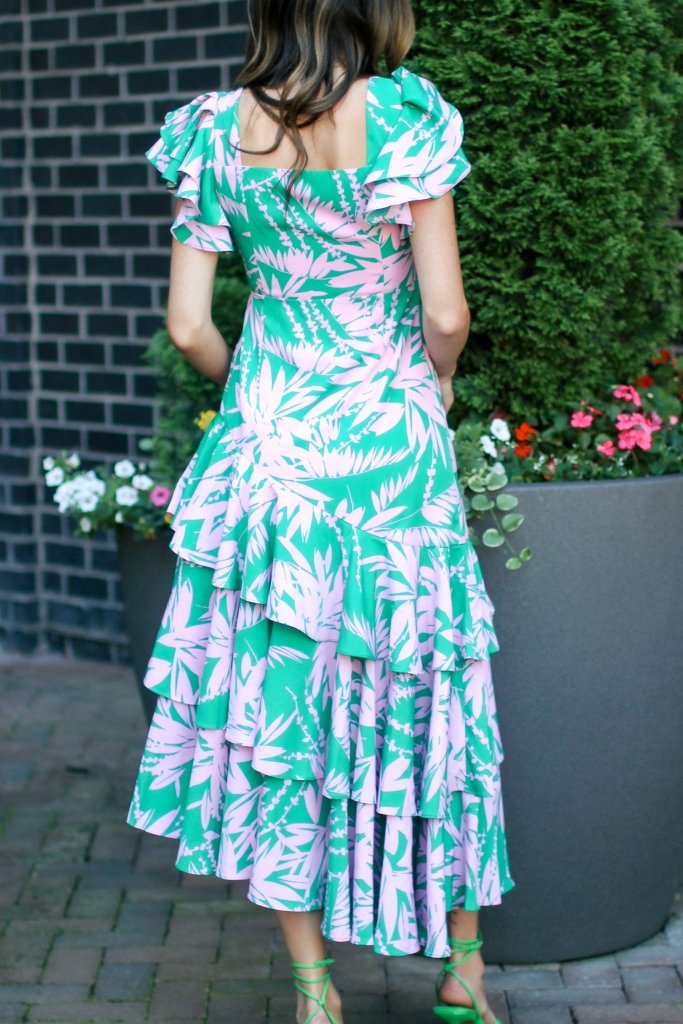 The Selena Green and Pink Floral Maxi Dress - Girl Tribe Co.
