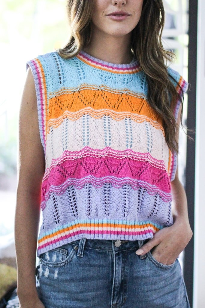 The Vivian Rainbow Knit Top - Girl Tribe Co.